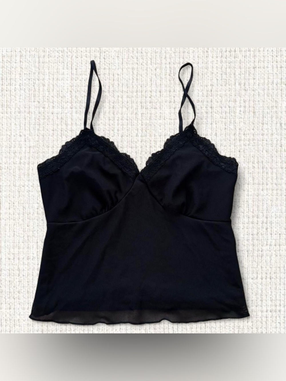 Wild Fable Black Mesh Cami with Lace Trim